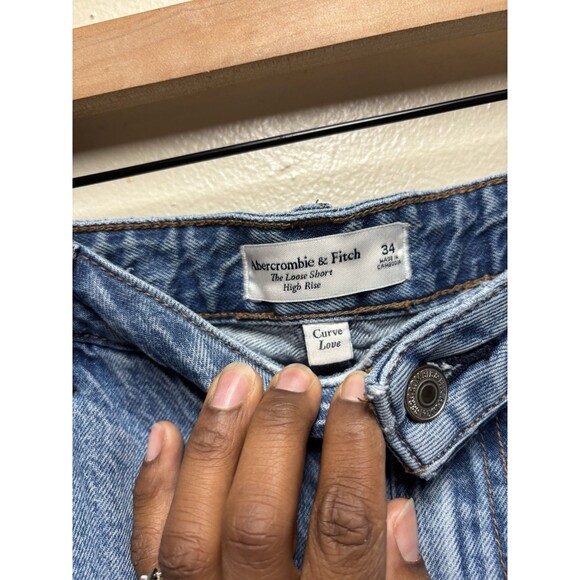 Abercrombie And Fitch Curve Love High Rise Loose Short Women's 34 Raw Hem 7inL - Picture 3 of 7